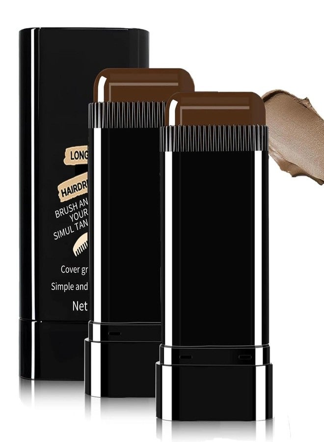 FHH Safe and Convenient Comb Hair Dye Stick, White Hair Cover Stick, 2-in-1 Convenient Instant Dyeing, Waterproof and Sweat Proof, Quick Root Dressing (Black Brown) d - Image 1